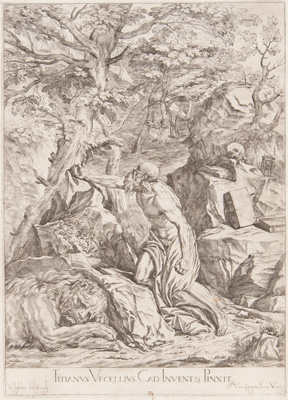 Titian etching from 1682 THE PENITENT SAINT JEROME